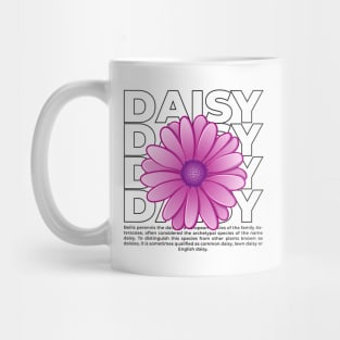 Outline purple daisy flower with text Mug